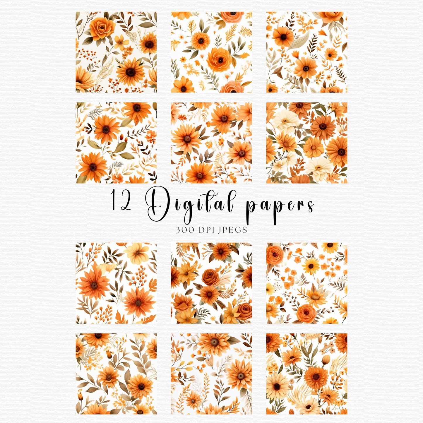 Terracotta Floral Digital Papers