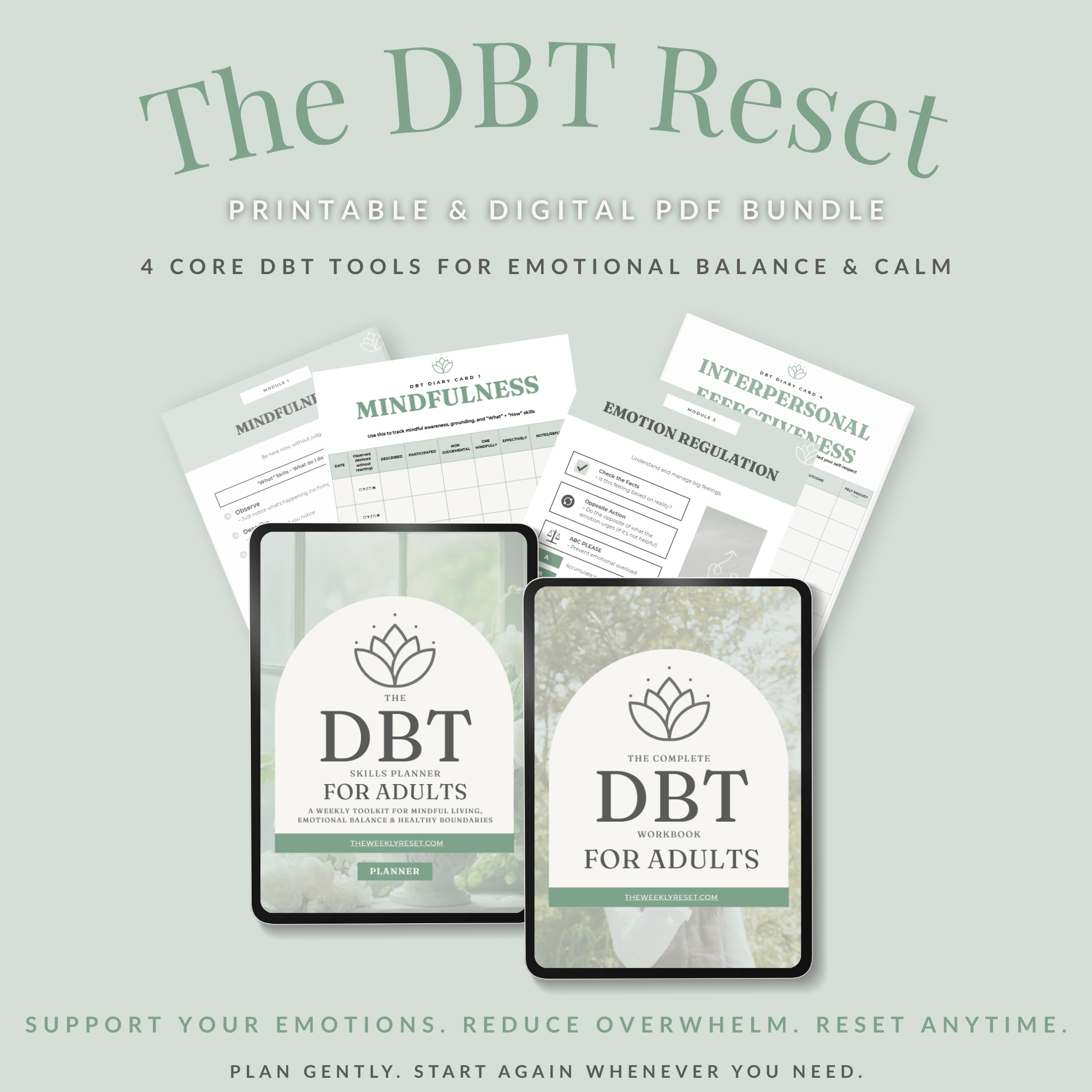 DBT Reset Bundle | Printable DBT Tools for Emotional Regulation – That ...