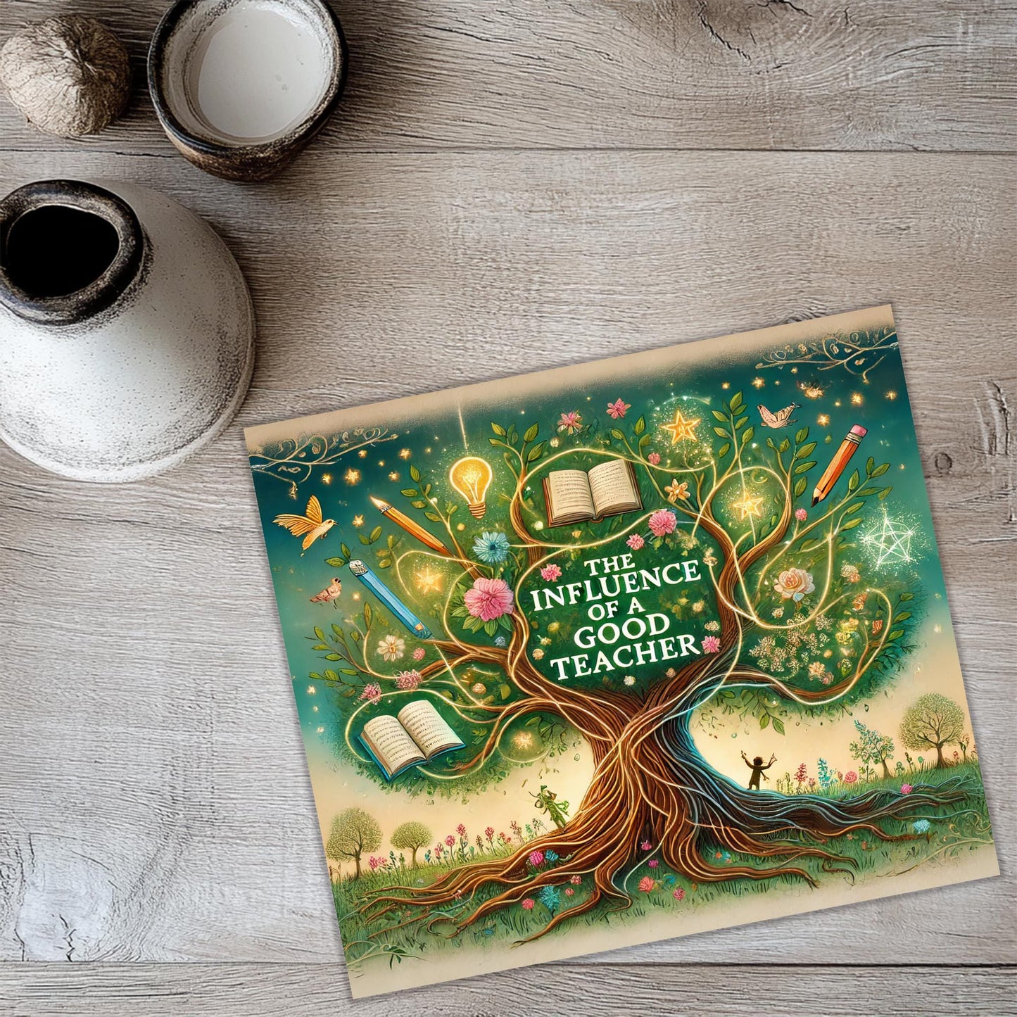 a picture of a tree with a book on it