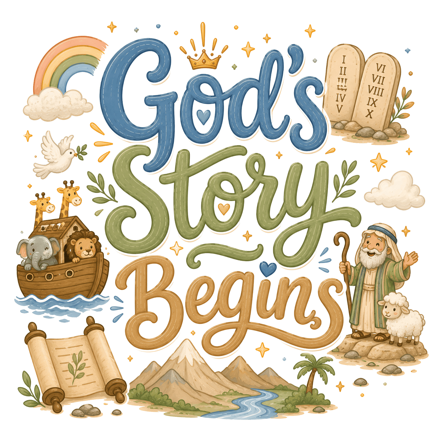 The Old Testament Clipart Set – 61 Bible Character PNGs for Christian Printables (Commercial Use)