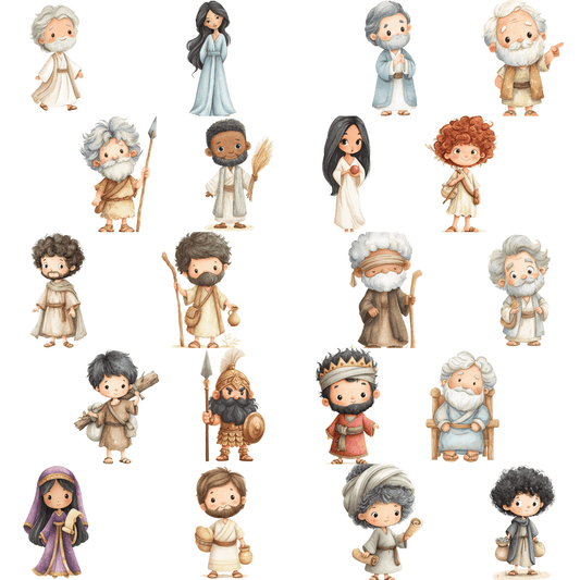 The Old Testament Clipart Set – 61 Bible Character PNGs for Christian Printables (Commercial Use)