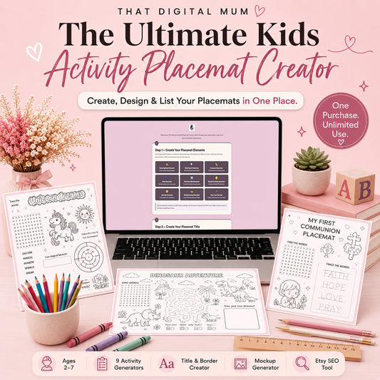 The Ultimate Activity Placemat Creator™ | Build & Sell Kids Printable Placemats on Etsy
