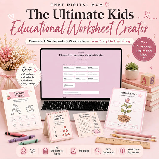The Ultimate Kids Educational Worksheet Creator | AI Prompt Generator for Etsy & KDP Sellers