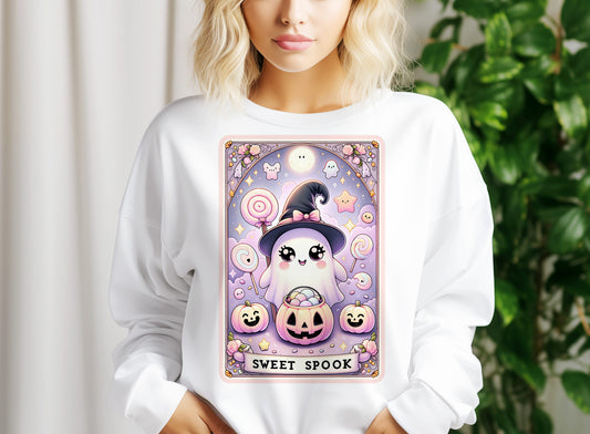 Trick Or Treat Tarot Card PNG – Cute Halloween Ghost Sublimation Design