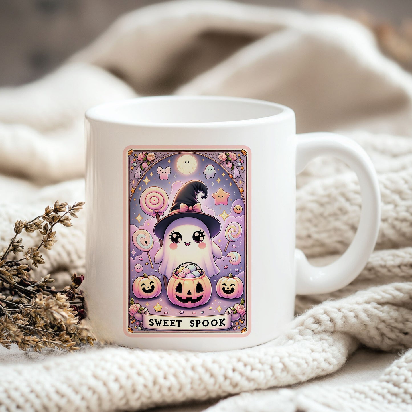 Trick Or Treat Tarot Card PNG – Cute Halloween Ghost Sublimation Design