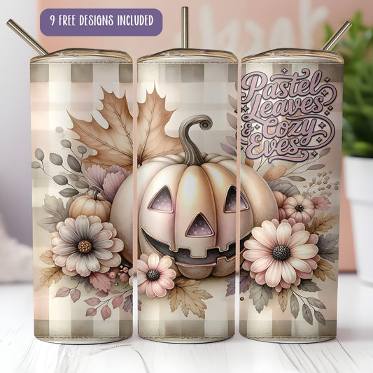 Envoltura para vaso otoño 2025 PNG: Diseño de sublimación delgado de 20 oz para Halloween