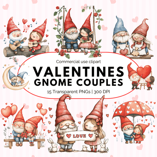 Valentine Gnome Couple Clipart