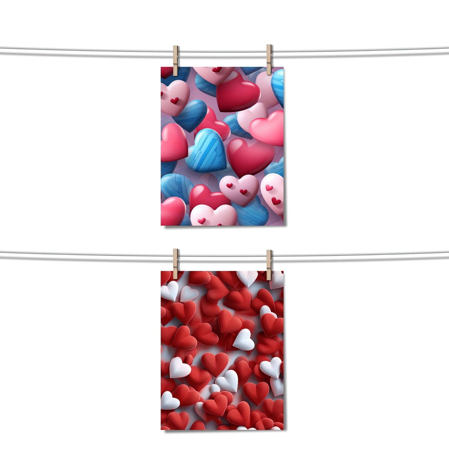 Valentine's Day 3D Hearts Seamless Pattern