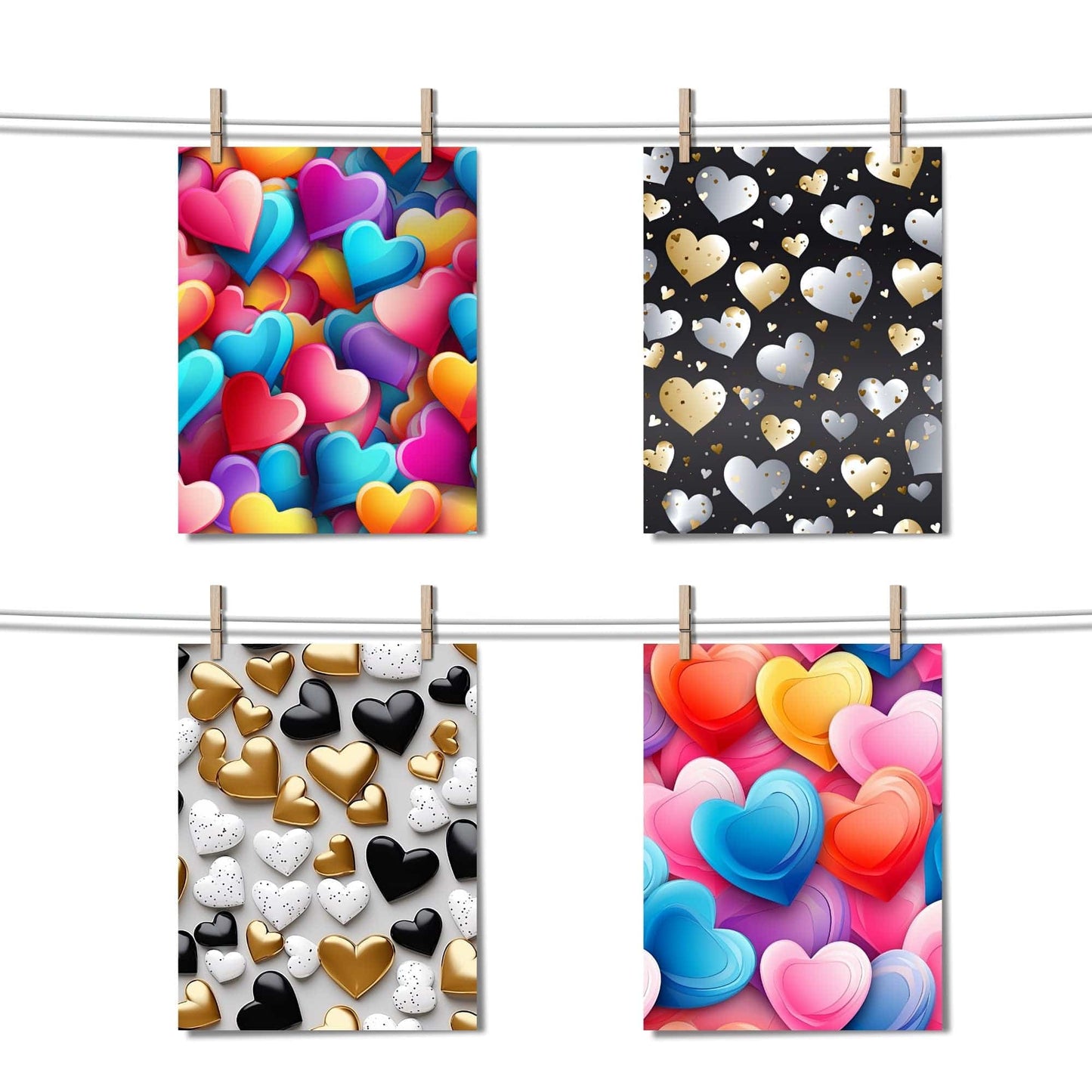 Valentine's Day 3D Hearts Seamless Pattern