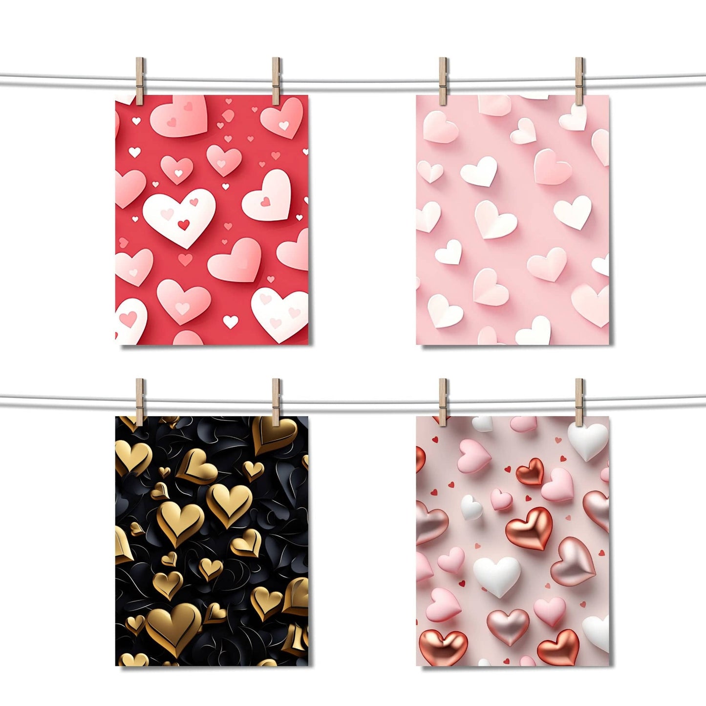 Valentine's Day 3D Hearts Seamless Pattern
