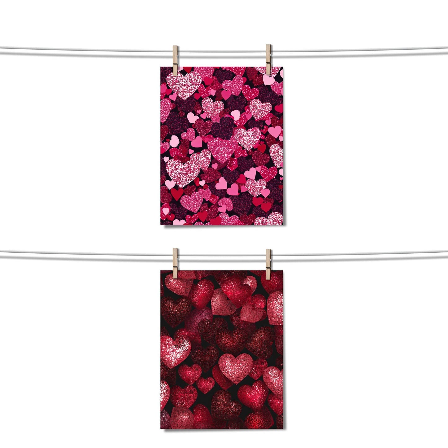 Valentine's Day Glitter Hearts Seamless Pattern