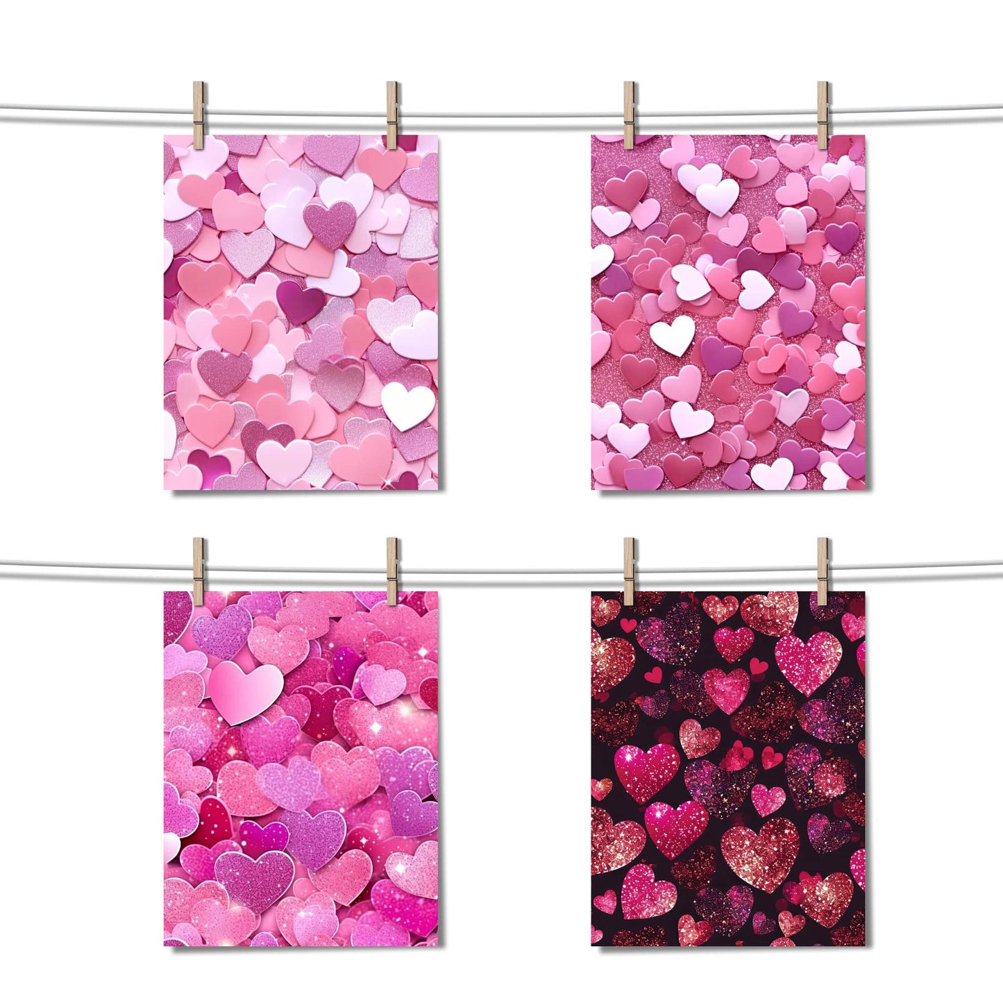 Valentine's Day Glitter Hearts Seamless Pattern