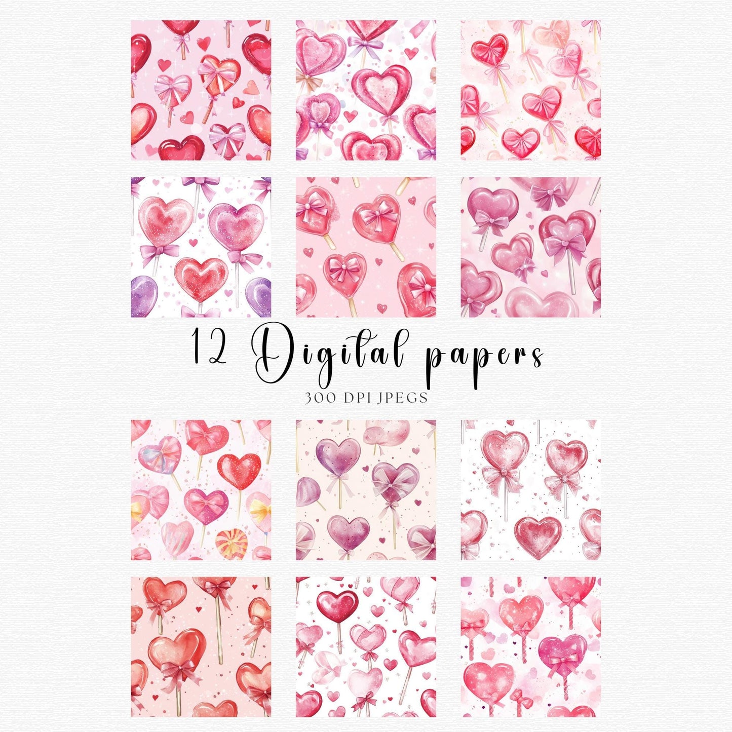 Valentine's Lollipops Seamless Pattern