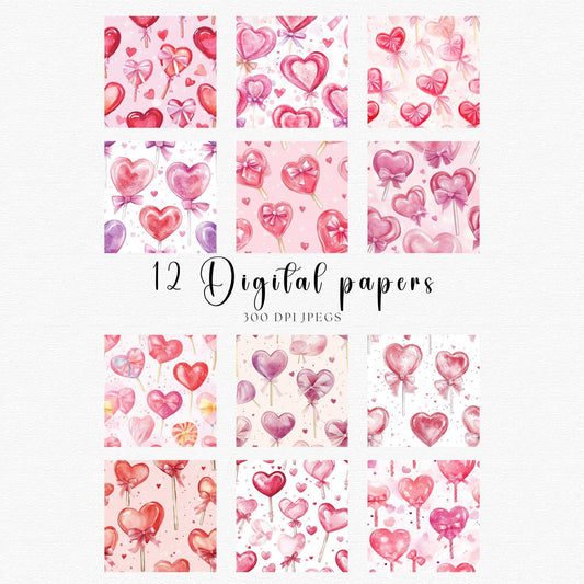 Valentine's Lollipops Seamless Pattern