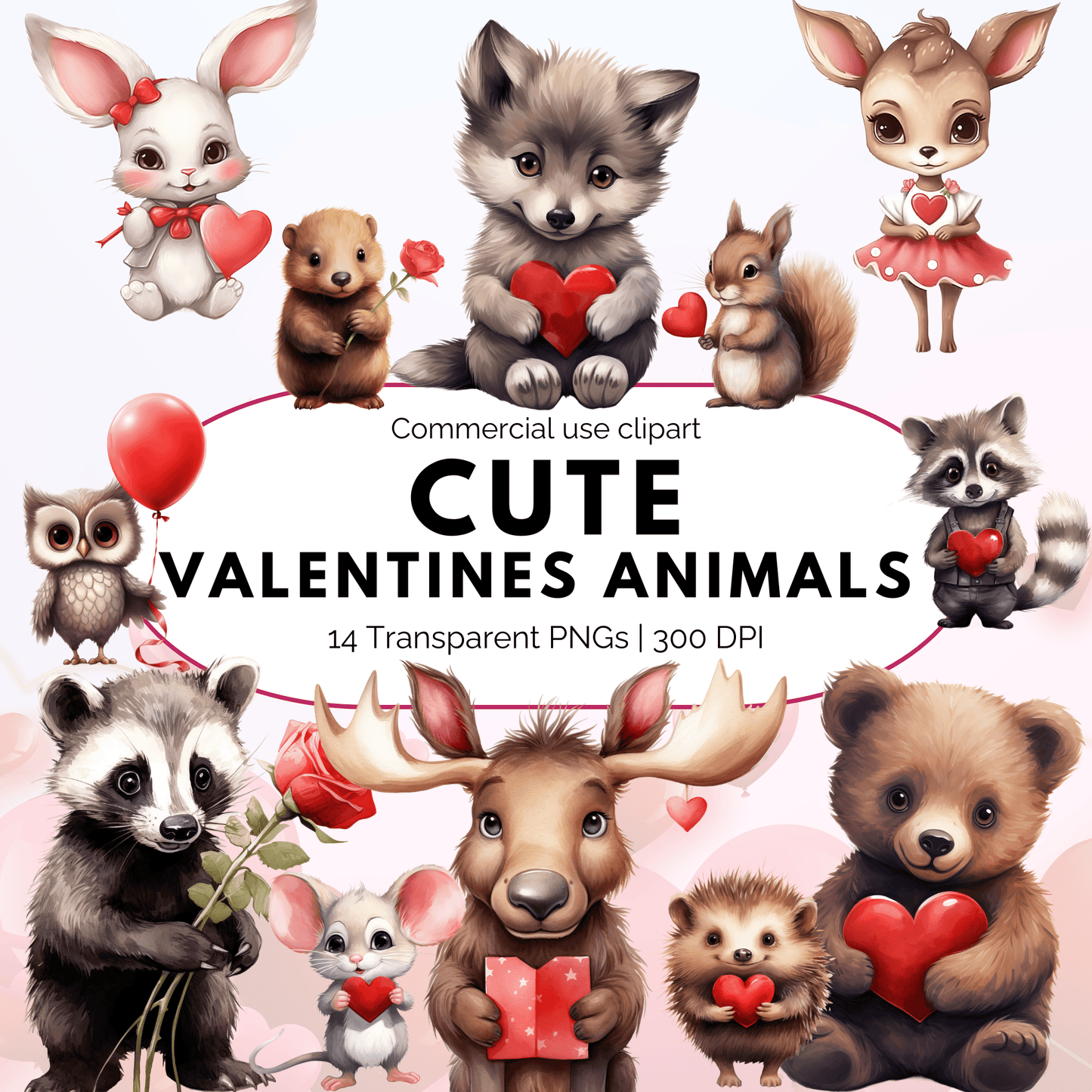 Valentines Cute Animal Clipart