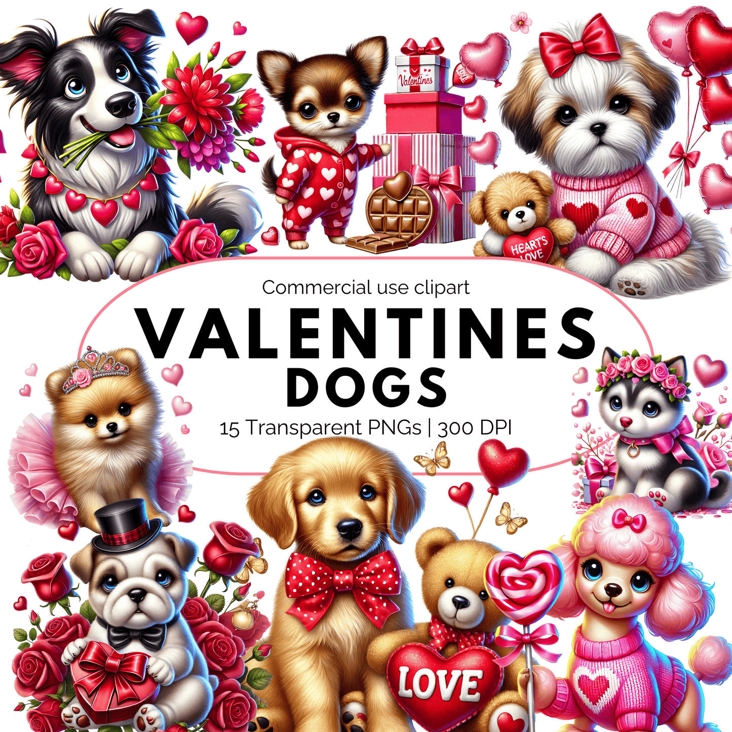 Valentines Dogs Clipart