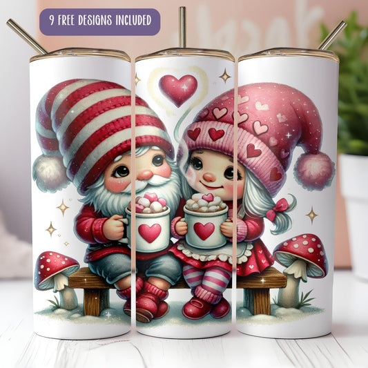 a couple of gnomes sitting next to each other