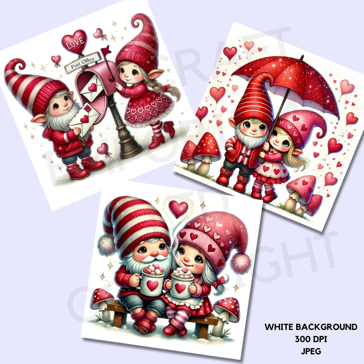 Valentines Gnome Couples Clipart
