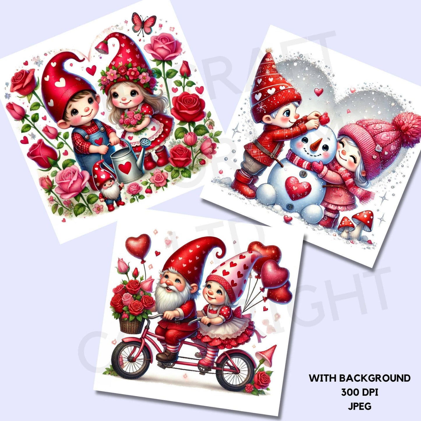 Valentines Gnome Couples Clipart