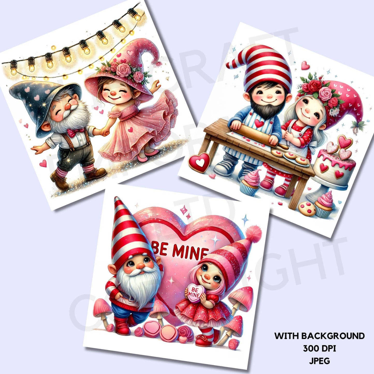 Valentines Gnome Couples Clipart