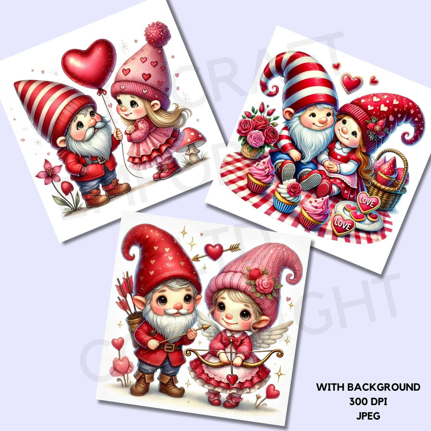 Valentines Gnome Couples Clipart
