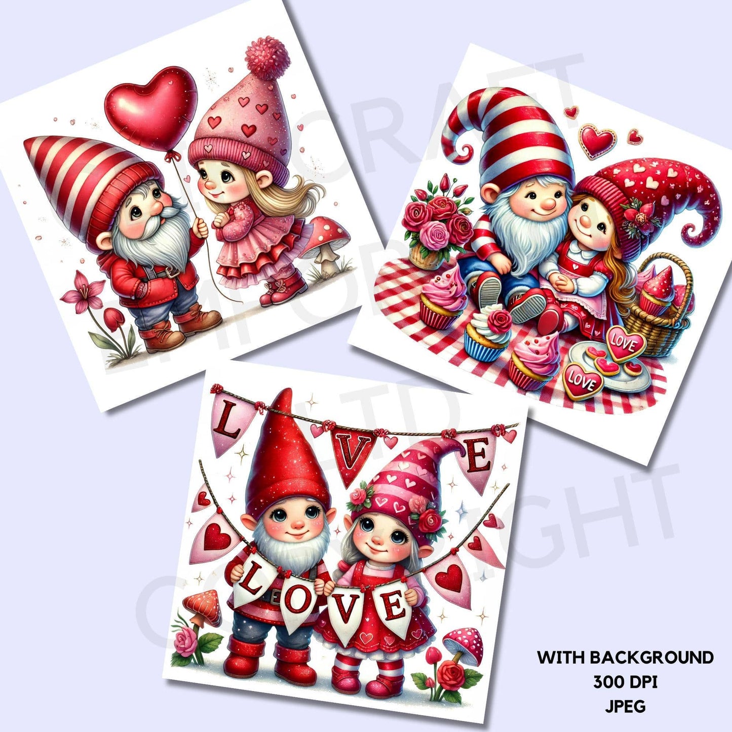 Valentines Gnome Couples Clipart