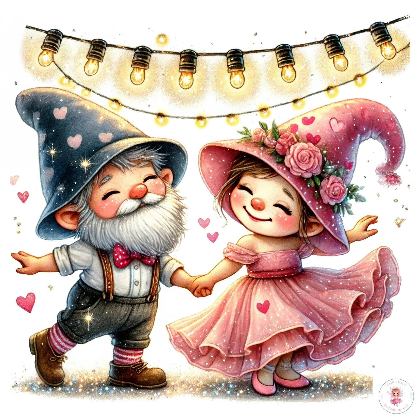 Valentines Gnome Couples Clipart