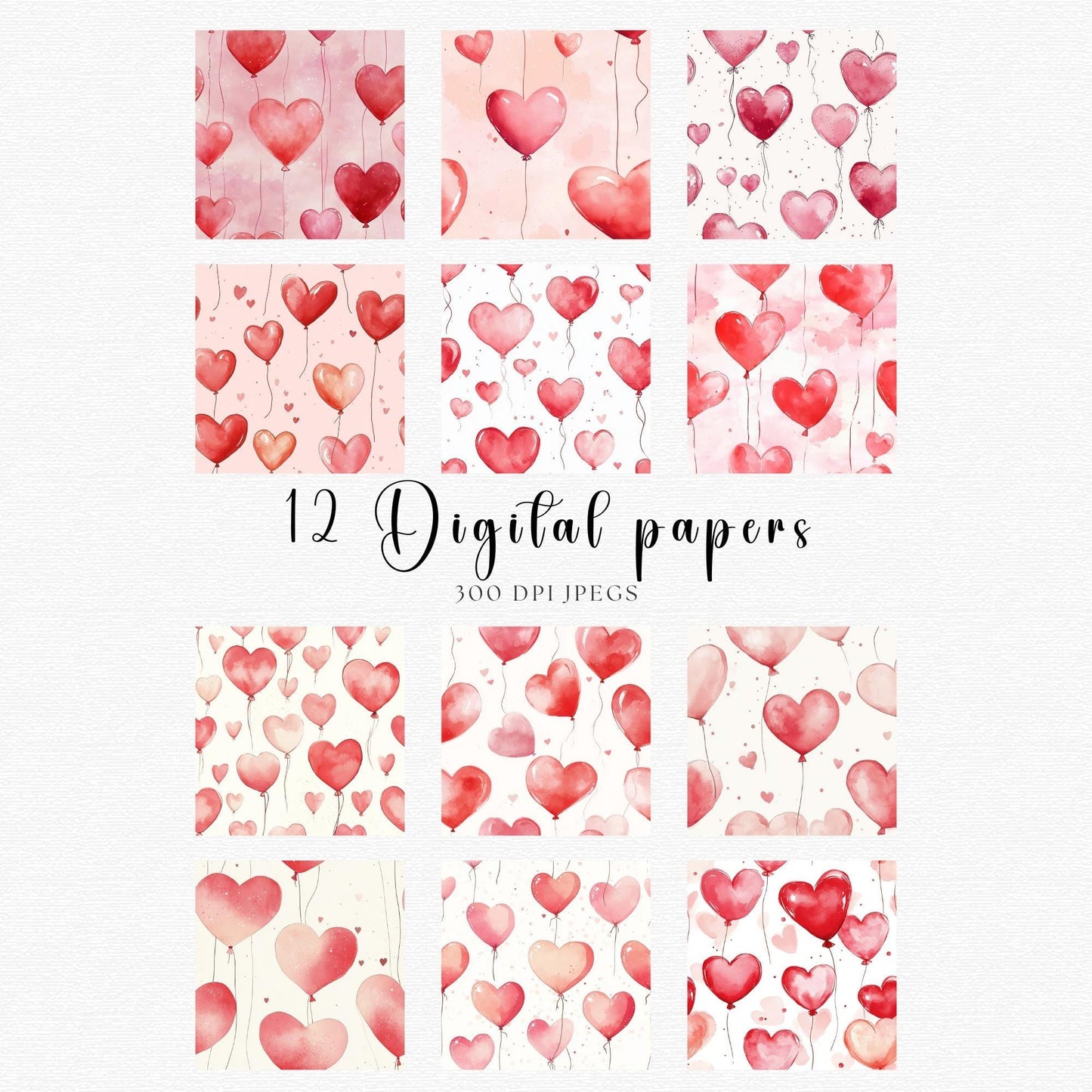 Valentines Heart Balloon Seamless Pattern