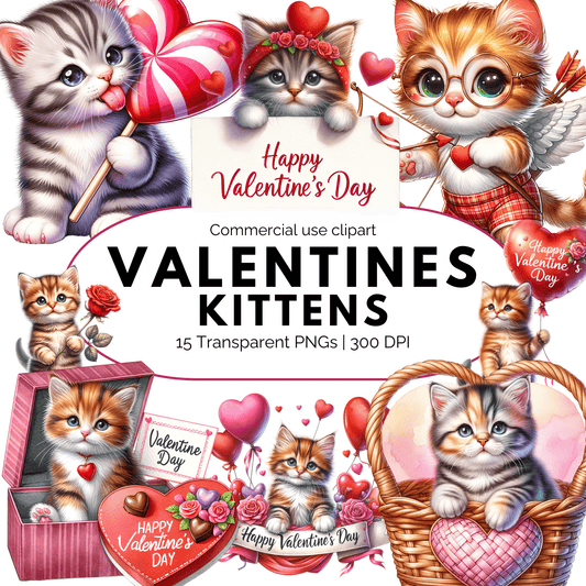 Valentines Kittens Clipart