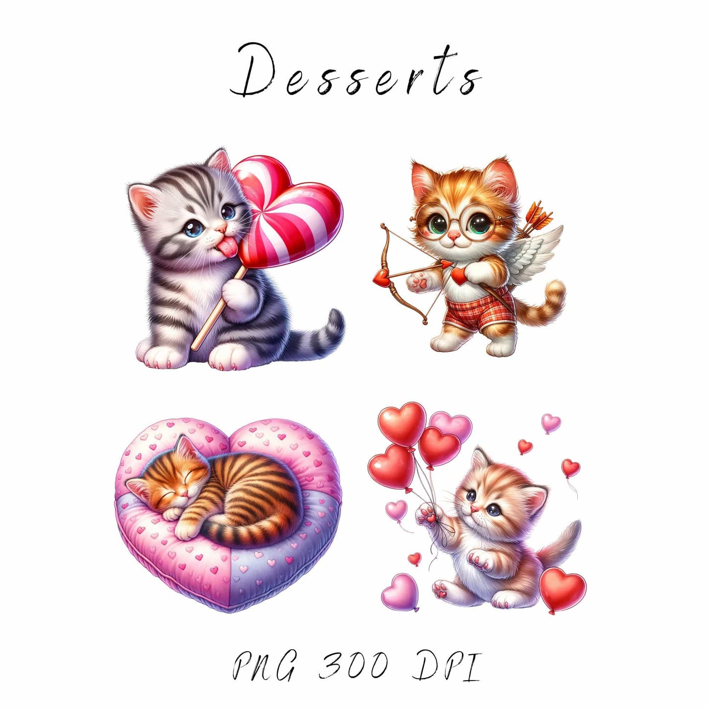 Valentines Kittens Clipart