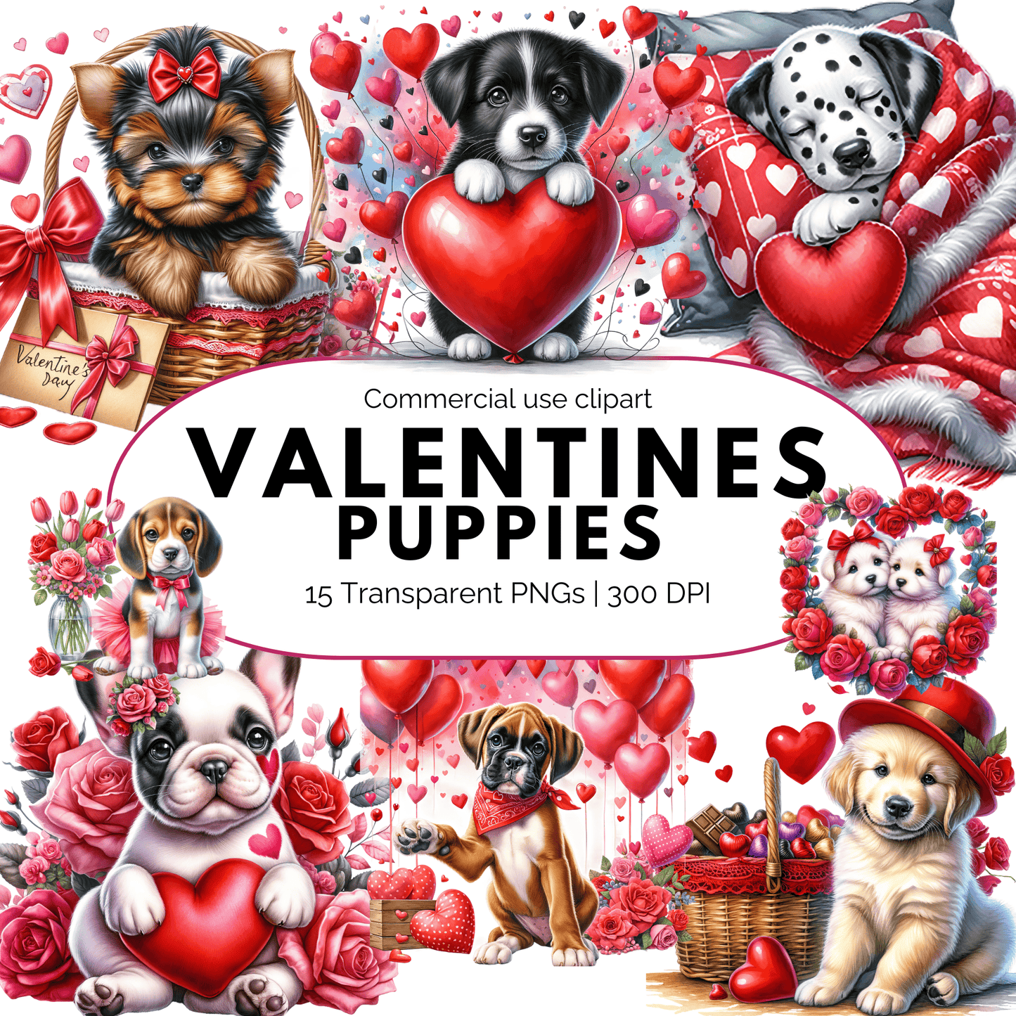 Valentines Puppies Clipart