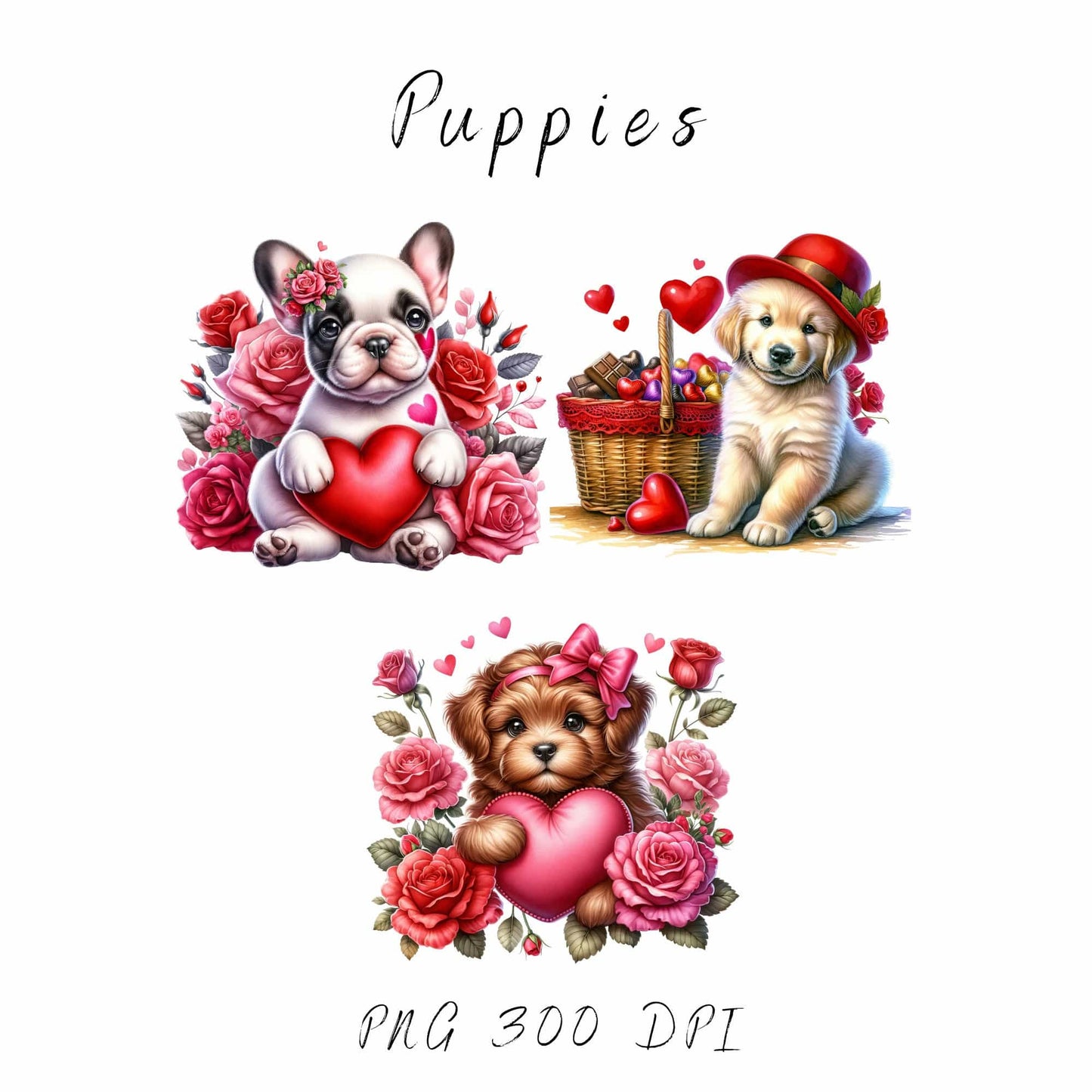 Valentines Puppies Clipart