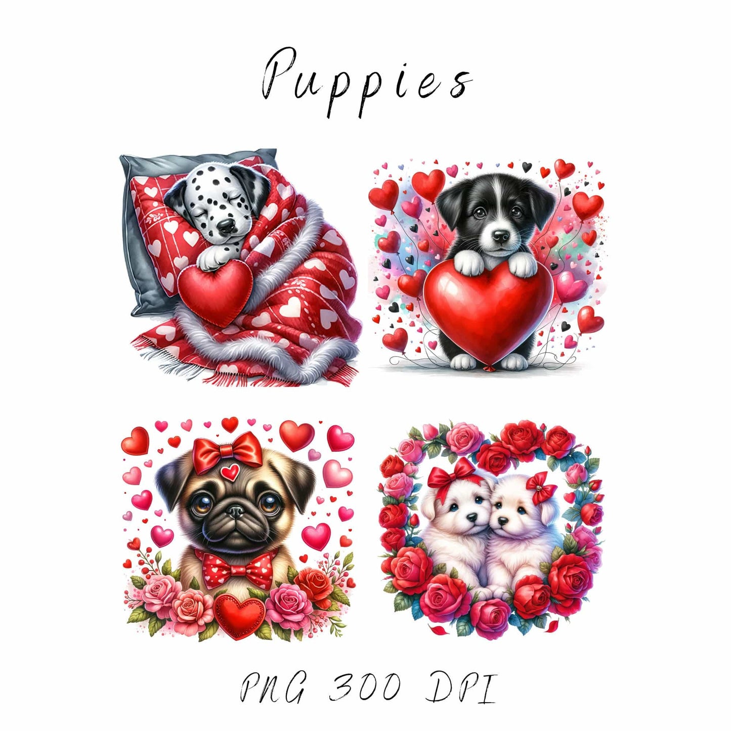 Valentines Puppies Clipart