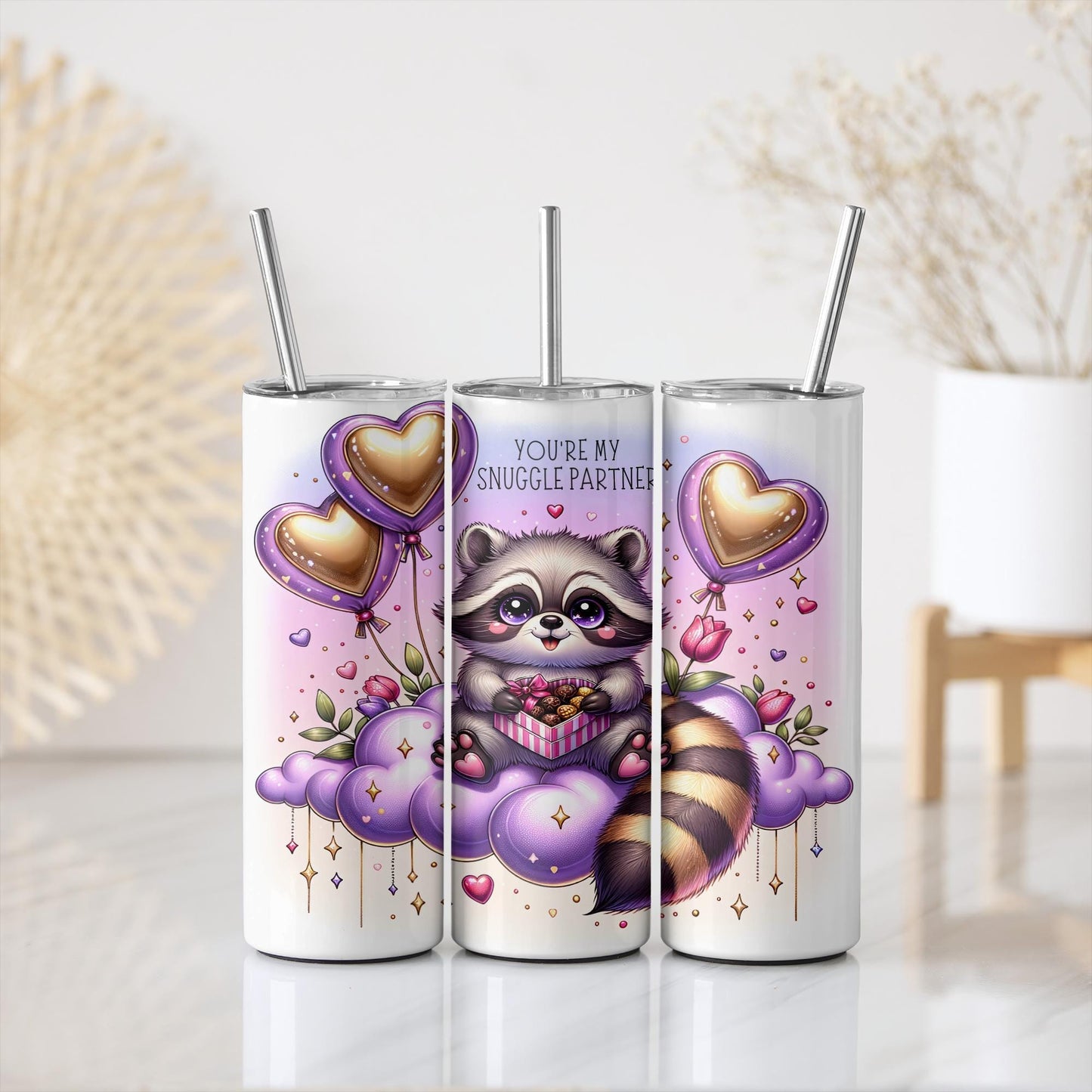 a couple of cans with a raccoon on them