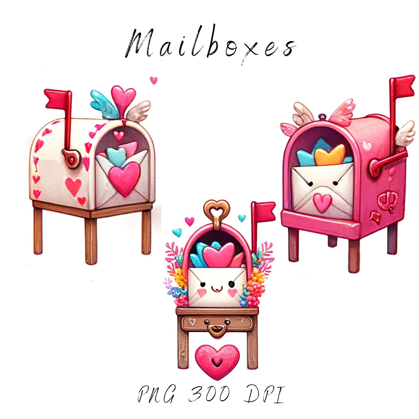 Valentines Retro Mail Clipart