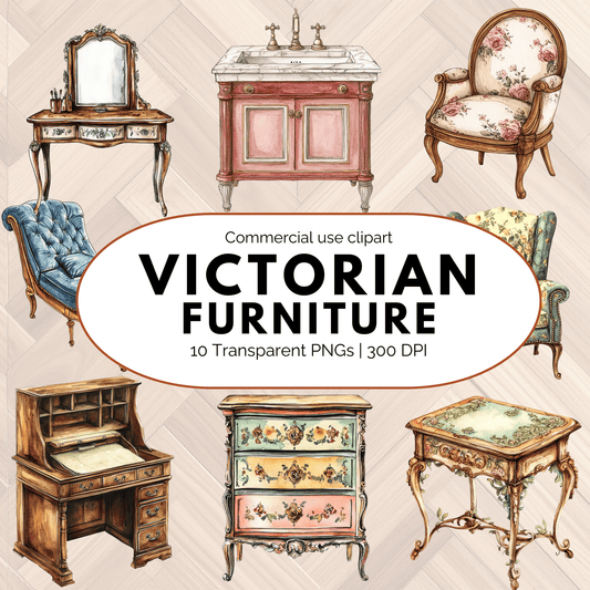 Victorian era furniture clipart