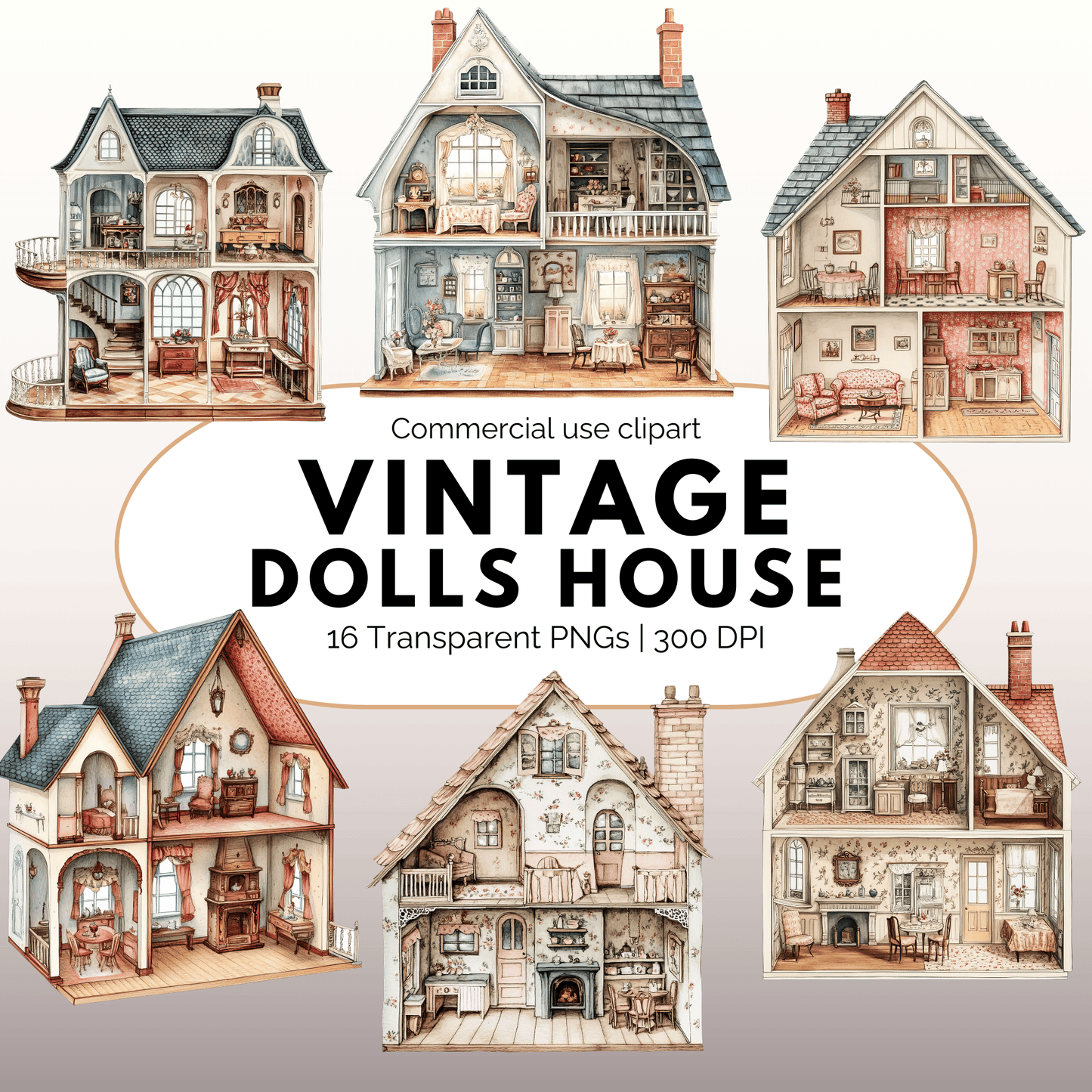 Vintage Dolls House Clipart