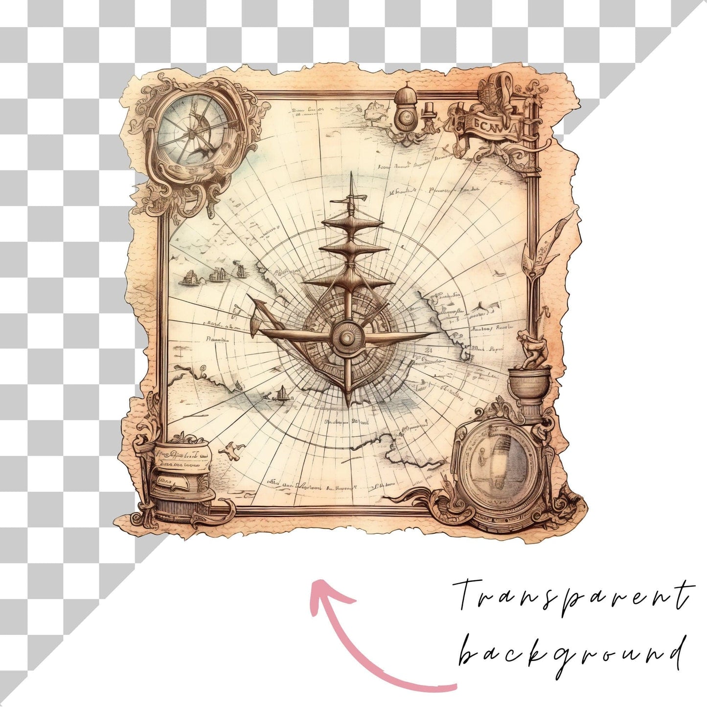 Vintage Maps Clipart Pack