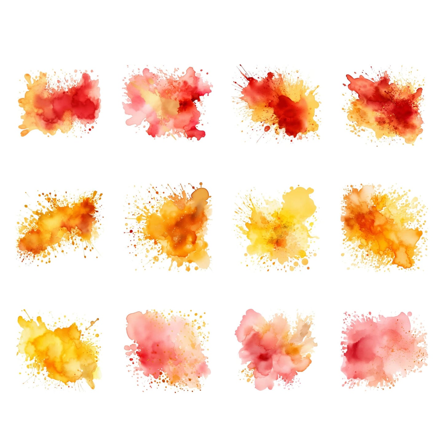 Warm watercolor splatter clipart