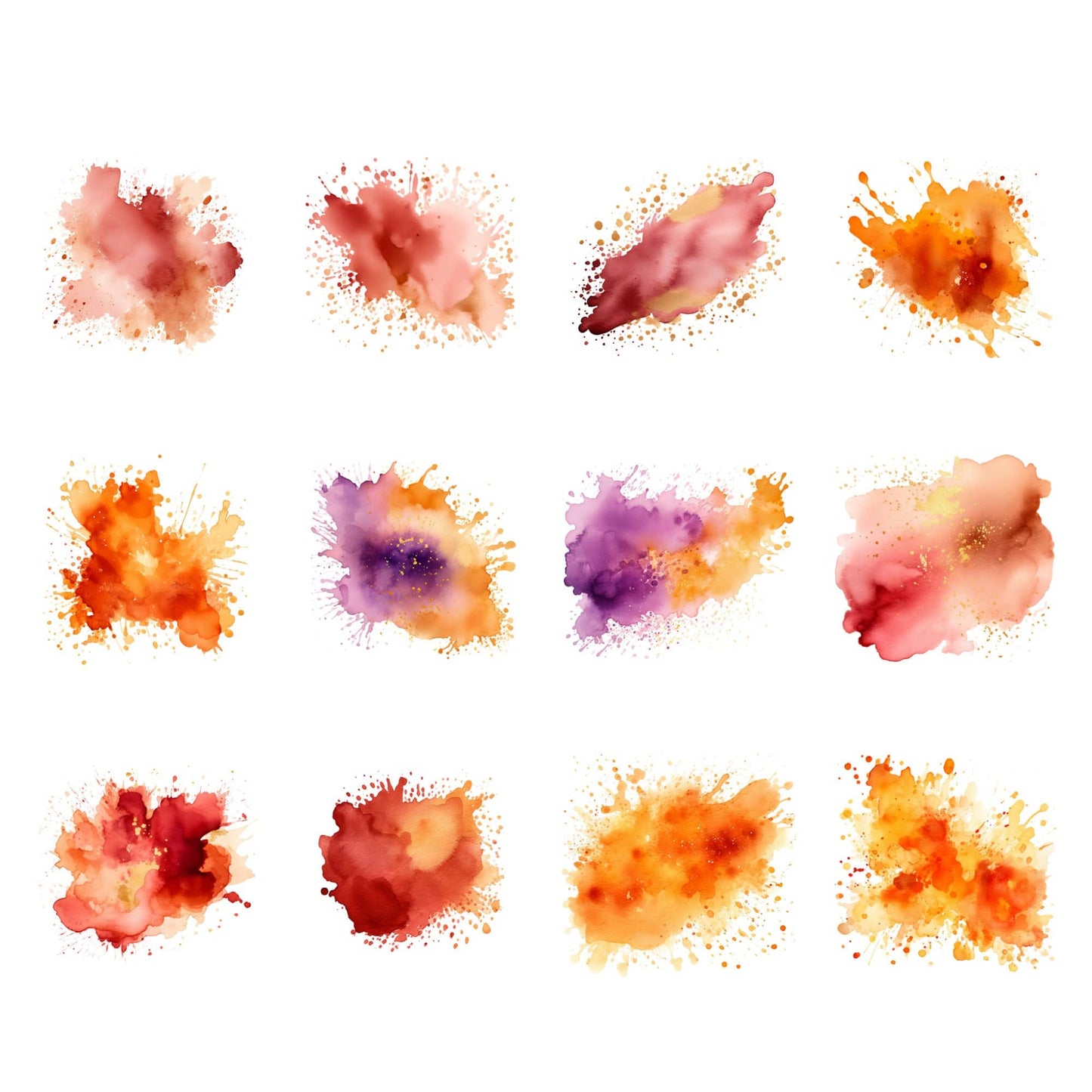 Warm watercolor splatter clipart