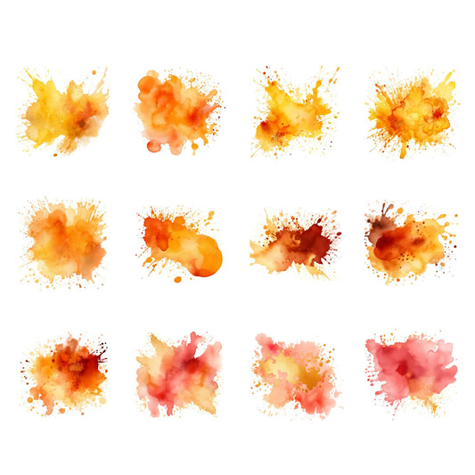 Warm watercolor splatter clipart