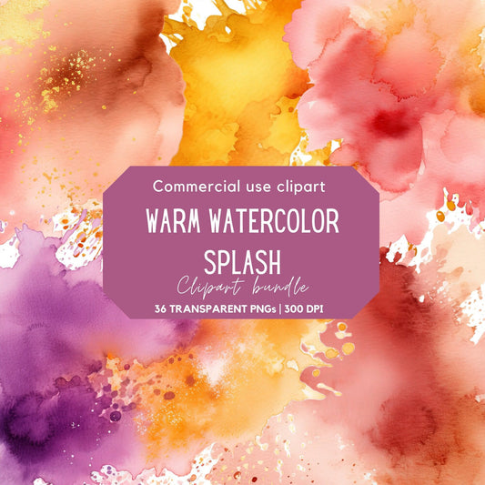 Warm watercolor splatter clipart