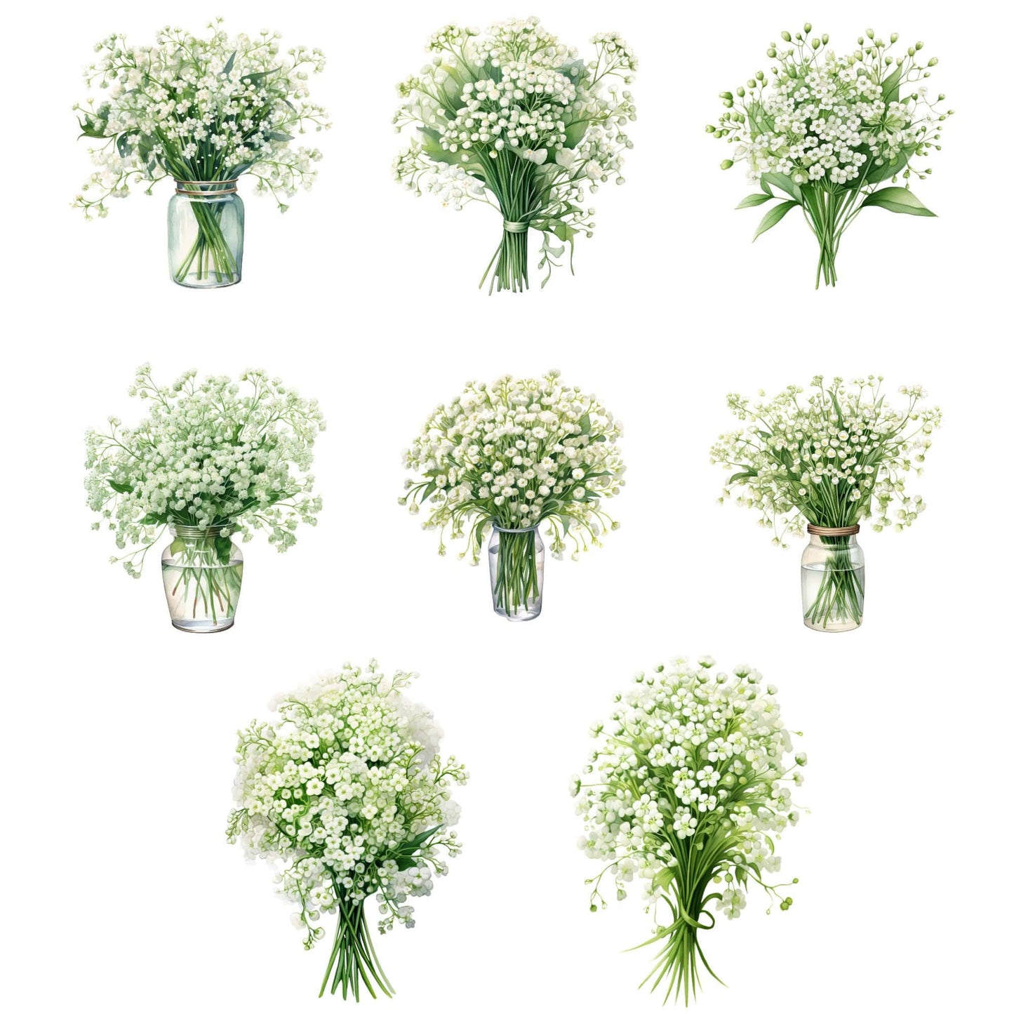 Watercolor Babys Breath Floral Clipart