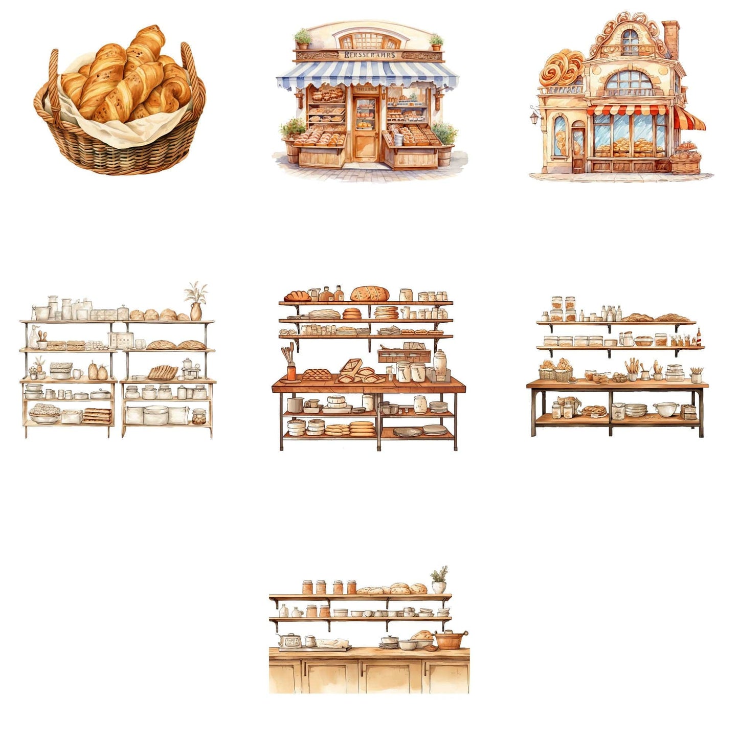 Watercolor Bakery Girl Clipart