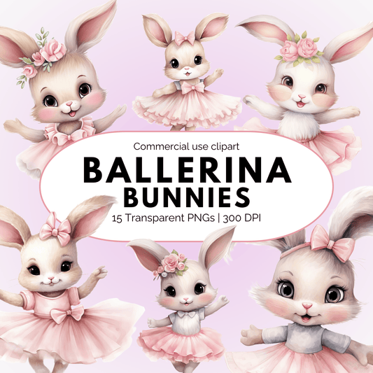 Watercolor Ballerina Bunny Clipart