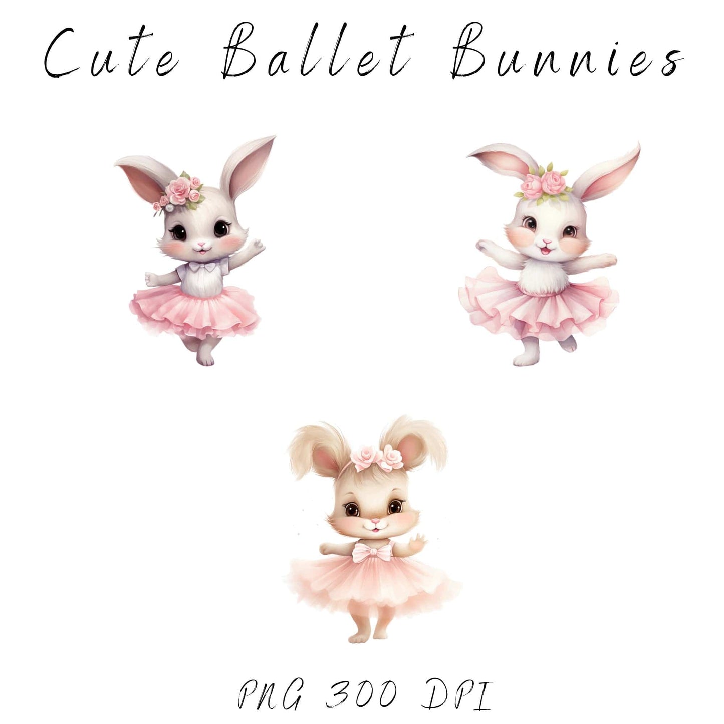 Watercolor Ballerina Bunny Clipart