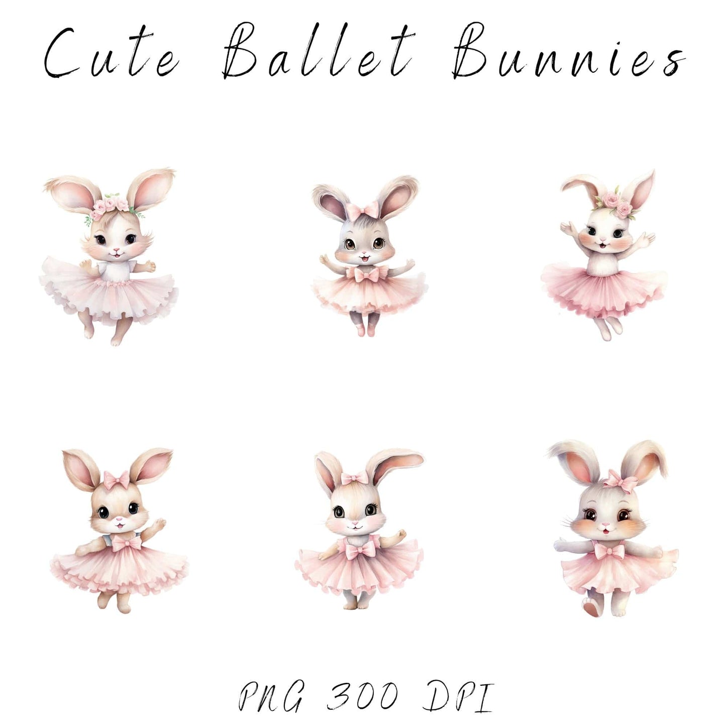 Watercolor Ballerina Bunny Clipart