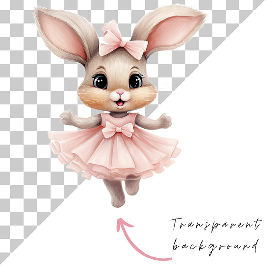 Watercolor Ballerina Bunny Clipart