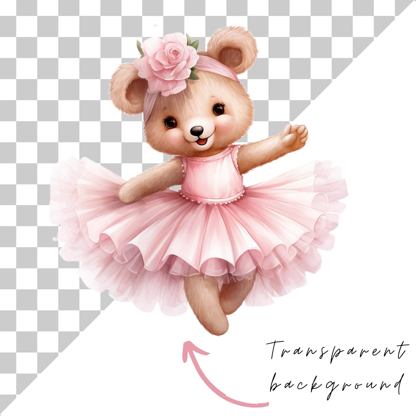 Watercolor Ballerina Teddy Clipart