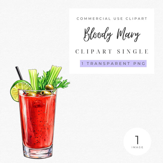Watercolor Bloody Mary Clipart Single